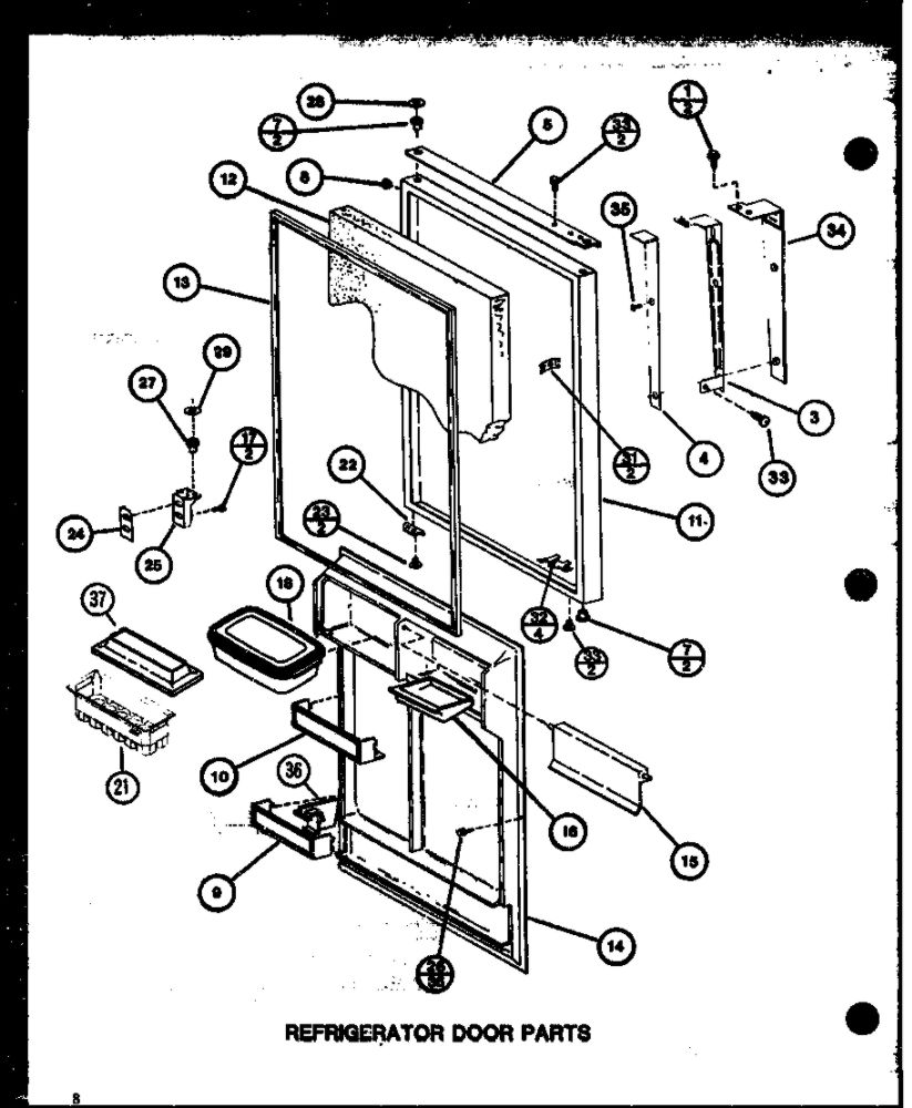 Refrigerator Door Parts 1 Diagram and Parts List for IC3K-P7621309W-TM  Amana Refrigerator