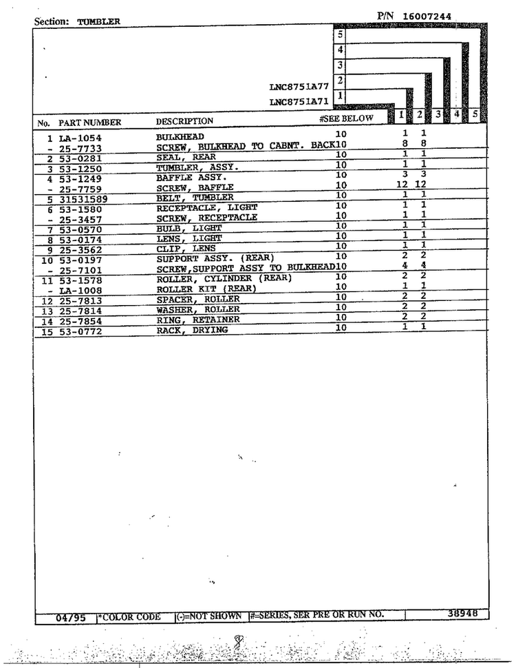 Tumbler Page 2 Diagram and Parts List for LNC8751A71  Maytag Dryer