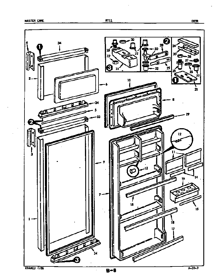 Door Diagram and Parts List for RT11G 86T00 Maytag Refrigerator