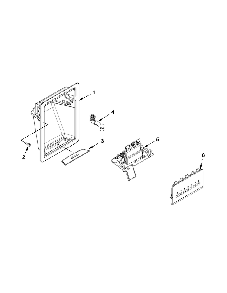 Dispenser Parts Diagram and Parts List for MSF25D4XAB00  Maytag Refrigerator