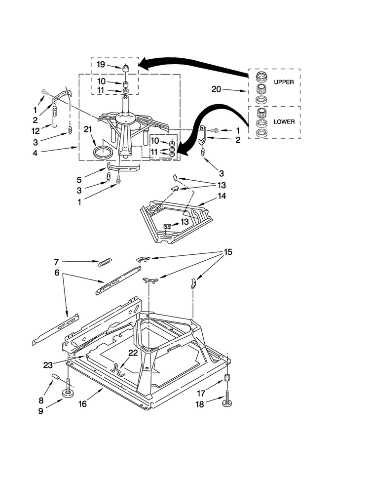Machine Base Parts Diagram and Parts List for 3UMTW5955TW1  Maytag Washer