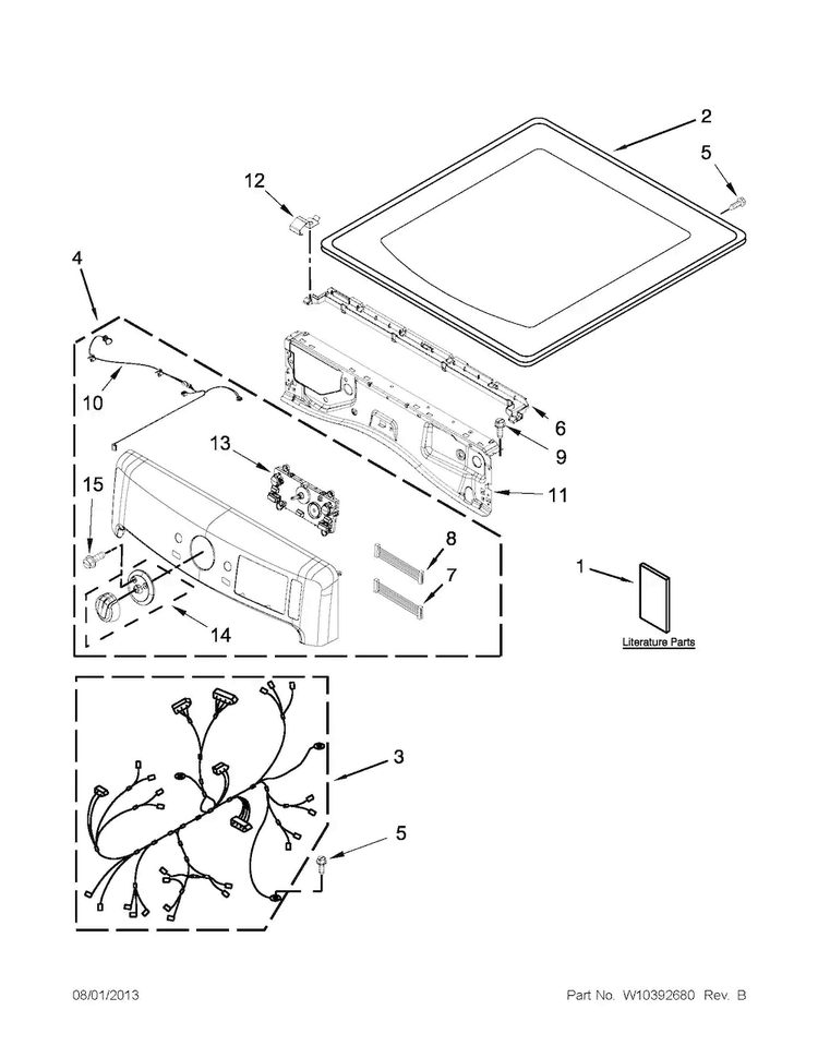Top And Console Parts Diagram and Parts List for MED9000YG0  Maytag Dryer