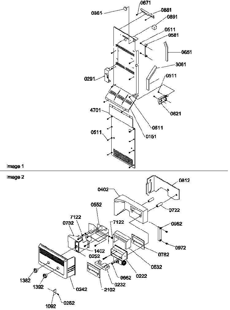 Control Assy Diagram and Parts List for SX322S2W-P1307302WW  Amana Refrigerator