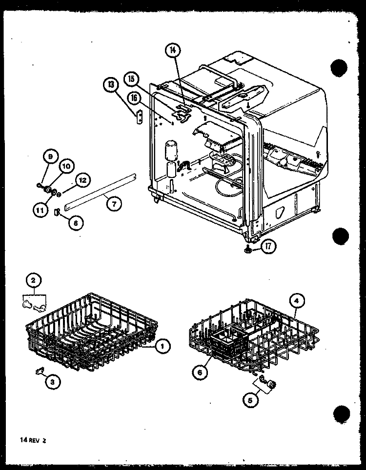 Page 6 Diagram and Parts List for DU6000 P7712006W Amana Dishwasher