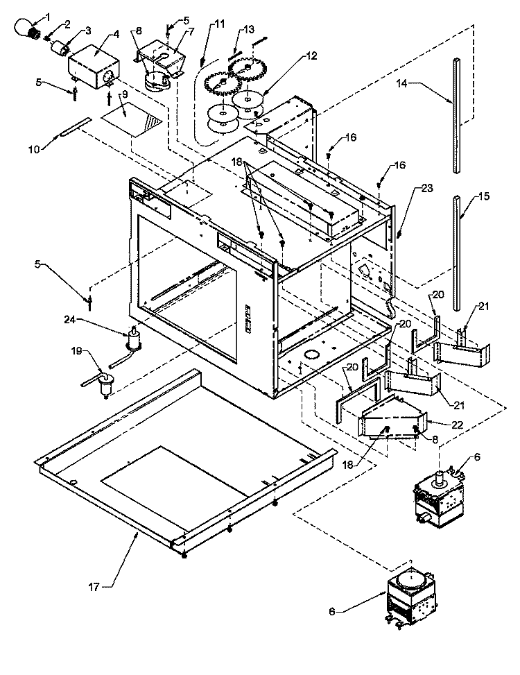 CHASSIS ASSY PARTS Diagram and Parts List for URC517MP P1191102M Amana Microwave