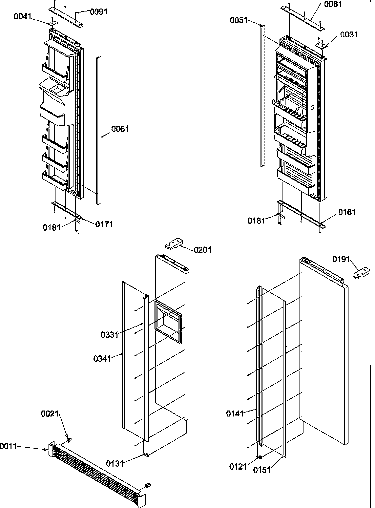 H&LES, TRIM, TOE GRILLE KITS Diagram and Parts List for SBDX520SW P1185104W W Amana Refrigerator