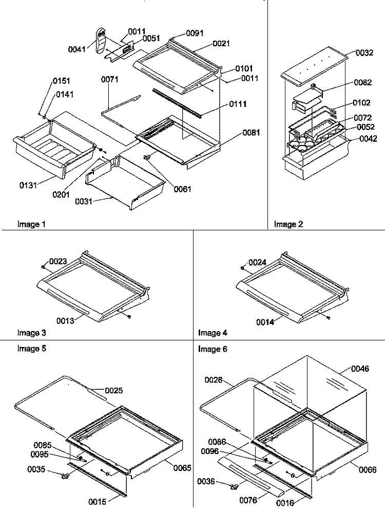 SHELVES, DELI, AND CRISPER ASSEMBLIES Diagram and Parts List for SBDX520SW P1185104W W Amana Refrigerator