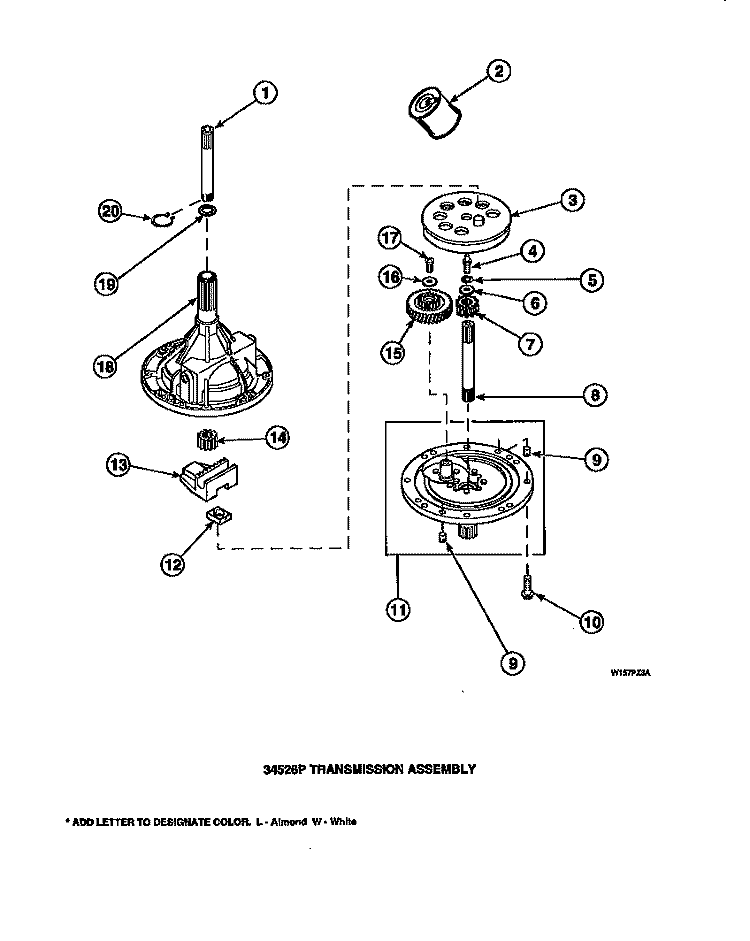 34526P TRANSMISSION ASSY Diagram and Parts List for LW6123LM PLW6123LM A Amana Washer
