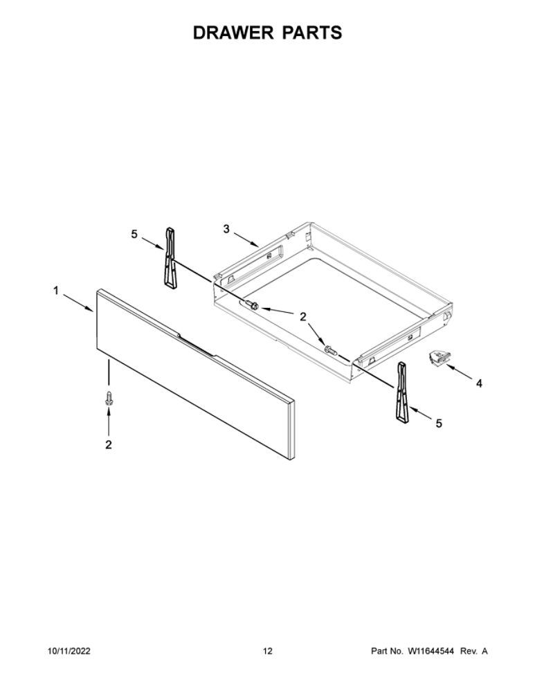 Drawer Parts Diagram and Parts List for MGR6600FZ6  Maytag Range