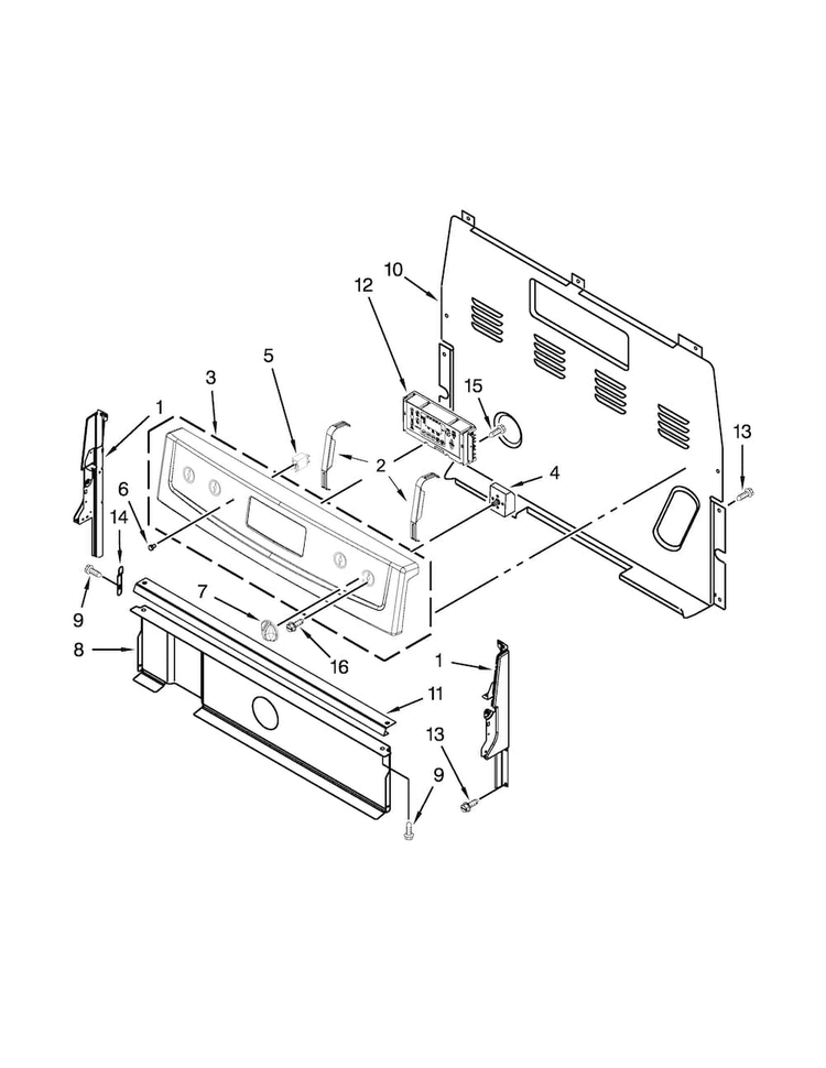 Control Panel Parts Diagram and Parts List for ACR4303MEW0  Amana Range