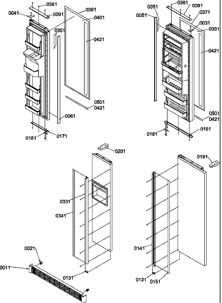 HANDLES, TRIM, AND TOE GRILLE KITS Diagram and Parts List for SB520SW P1185003W W Amana Refrigerator