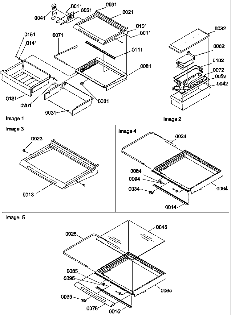 SHELVES, DELI, AND CRISPER ASSEMBLIES Diagram and Parts List for SB520SW P1185003W W Amana Refrigerator