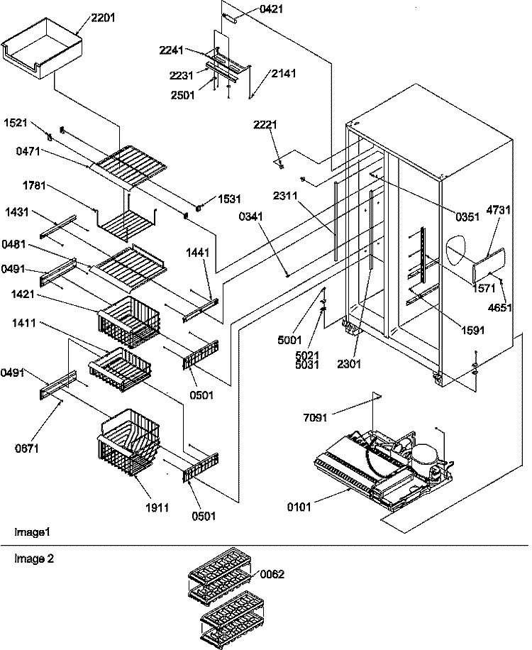 FZ SHELVES AND LIGHT Diagram and Parts List for SB520SW P1185003W W Amana Refrigerator