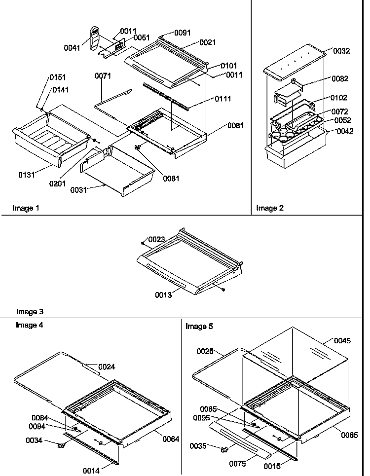 SHELVES, DELI, AND CRISPER ASSEMBLIES Diagram and Parts List for SBDE520SW P1185202W W Amana Refrigerator