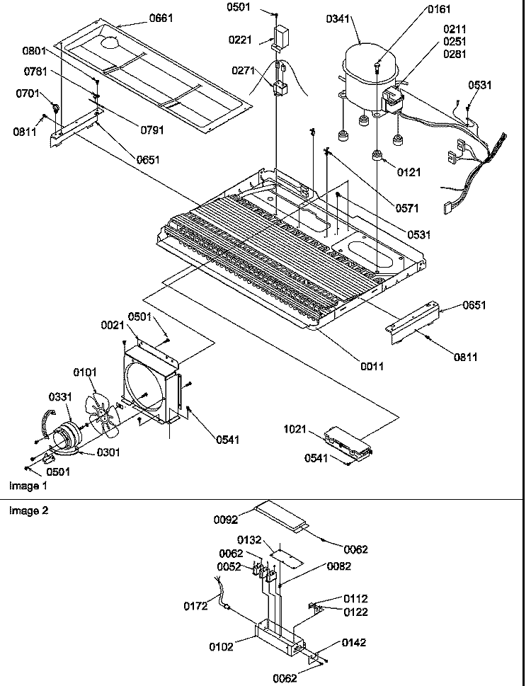 MACHINE COMPARTMENT Diagram and Parts List for SRDE327S3E P1307101W E Amana Refrigerator