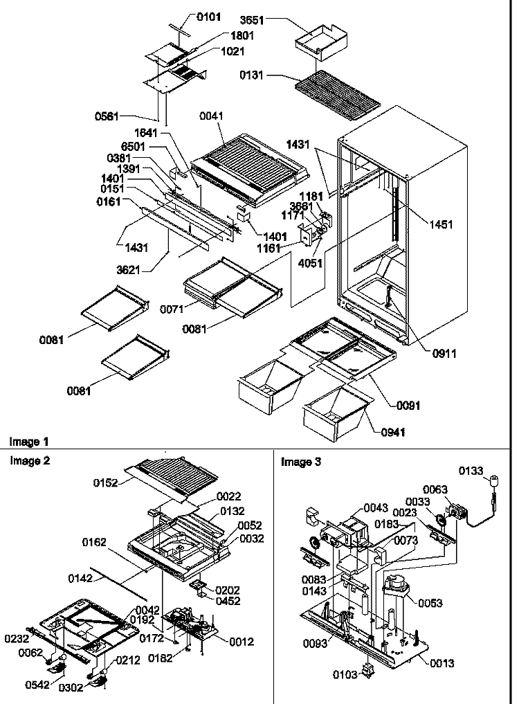 INTERIOR CABINET AND DRAIN BLOCK ASSY Diagram and Parts List for THI21TL P1302602W L Amana Refrigerator