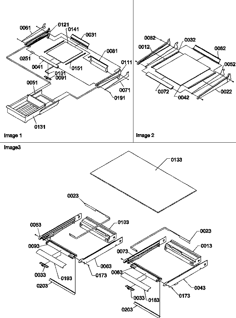 SHELVING ASSEMBLIES Diagram and Parts List for THI21TL P1302602W L Amana Refrigerator