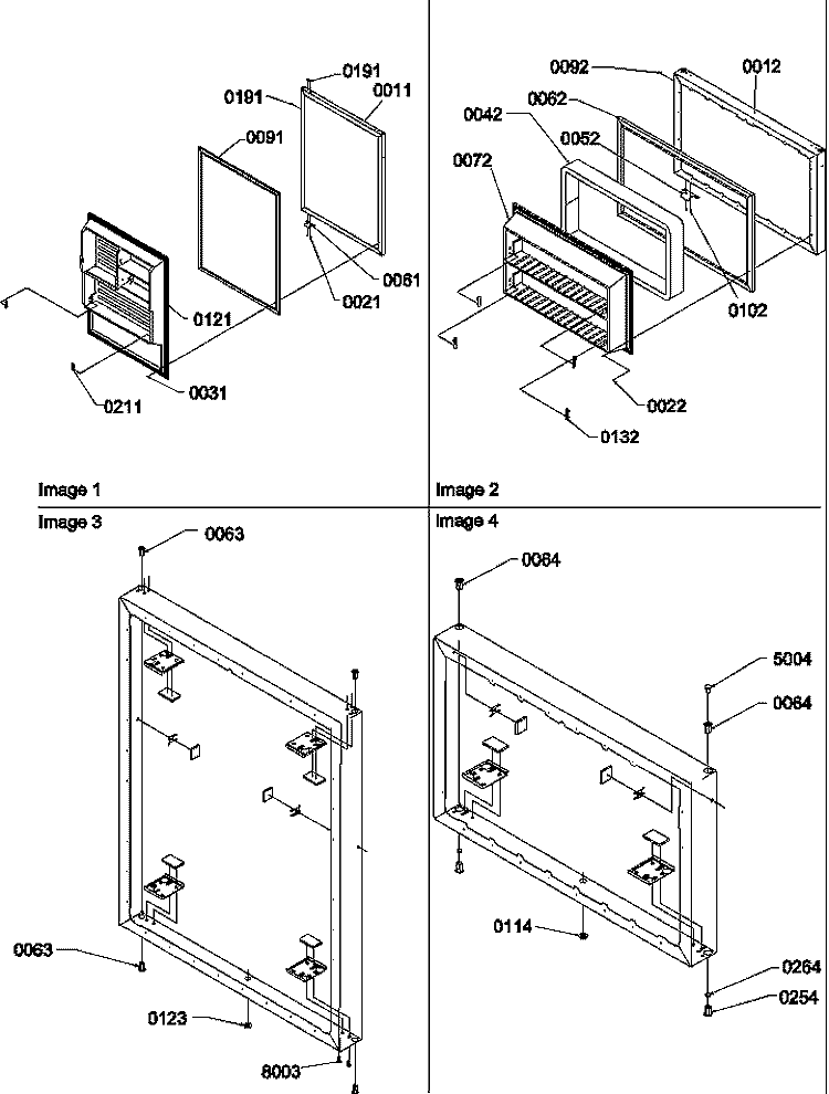 DOOR ASSEMBLIES Diagram and Parts List for THI21TL P1302602W L Amana Refrigerator