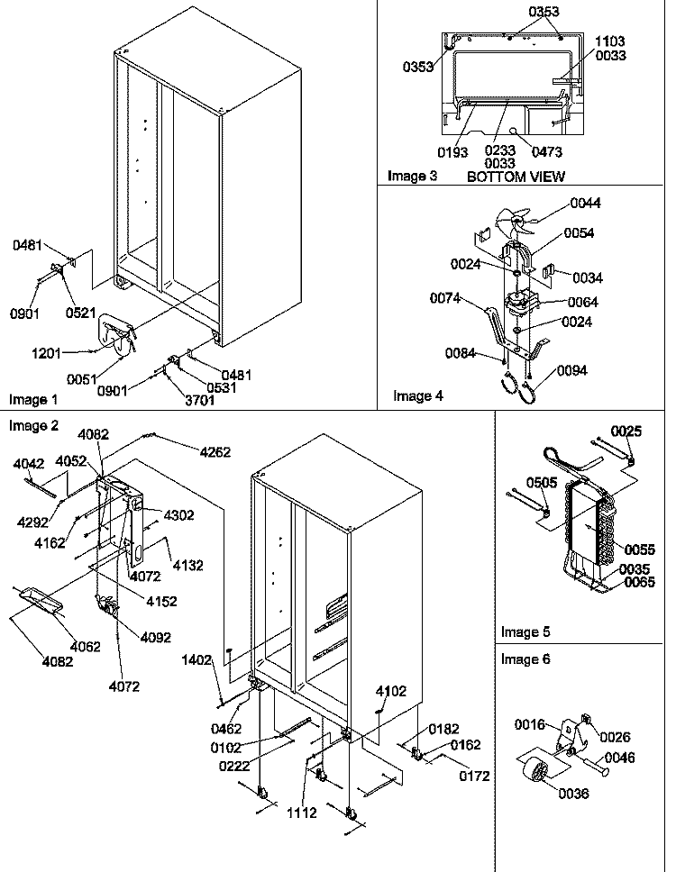 DRAIN SYSTEM, ROLLERS, AND EVAP ASSY Diagram and Parts List for SXD520SW P1182402W W Amana Refrigerator