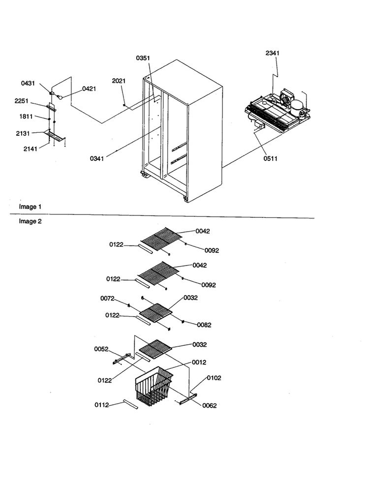Freezer Shelves And Lights Diagram and Parts List for SX23VE-P1315401WE  Amana Refrigerator
