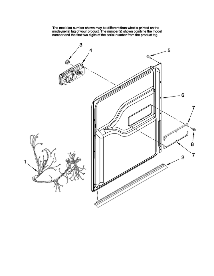 Inner Door Parts Diagram and Parts List for MDB7851AWB1  Maytag Dishwasher