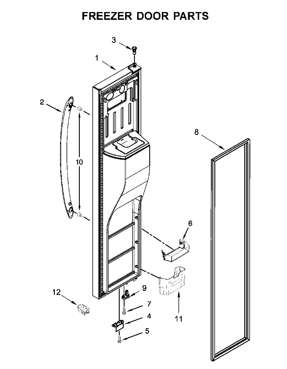 Freezer door parts Diagram and Parts List for MSS25C4MGK03  Maytag Refrigerator