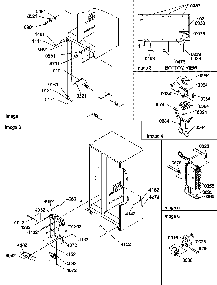 DRAIN SYSTEMS, ROLLERS, AND EVAP ASSY Diagram and Parts List for SR520SW P1183002W W Amana Refrigerator