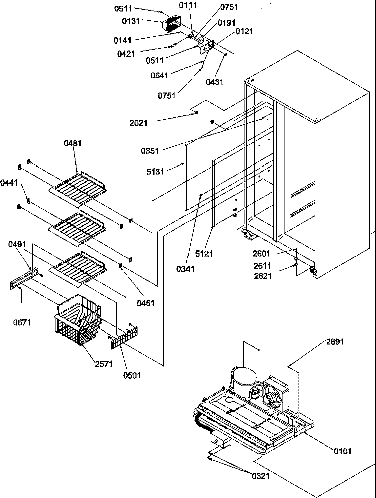 FZ SHELVES AND LIGHT Diagram and Parts List for SGD521SW P1197103W W Amana Refrigerator