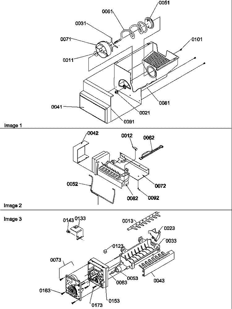 ICE BUCKET AUGER, IM & IM PARTS Diagram and Parts List for SGD521SW P1197103W W Amana Refrigerator