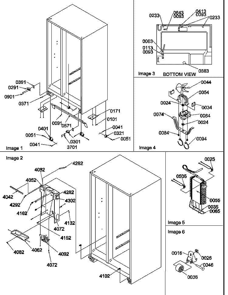 DRAIN SYSTEMS, ROLLERS, AND EVAP ASSY Diagram and Parts List for SG521SBL P1197002W L Amana Refrigerator