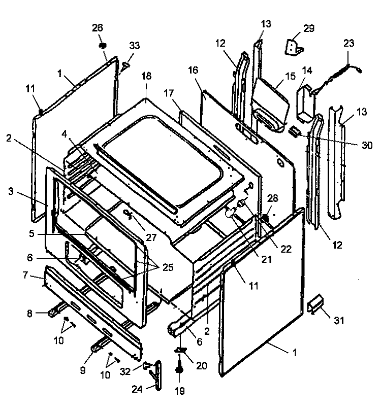 CABINET Diagram and Parts List for RLS270UL P1142924N L Amana Range