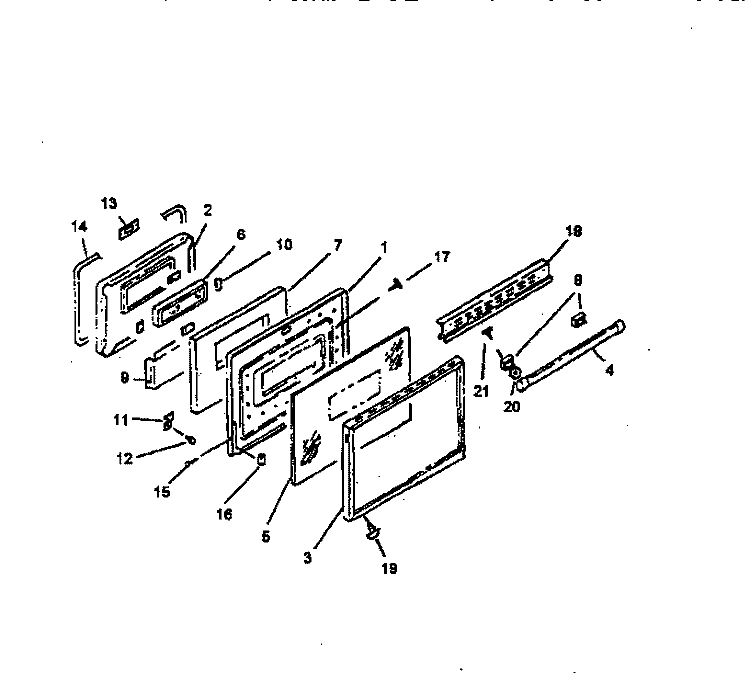 OVEN DOOR Diagram and Parts List for RST308UW P1130727N W Amana Range