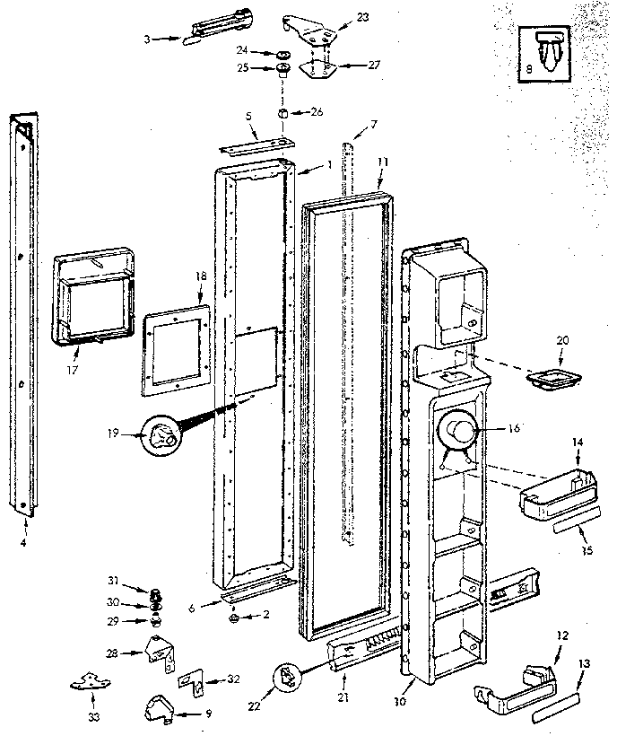 Freezer Door Diagram and Parts List for JRSDX244B-M7N15A  Jenn-Air Refrigerator