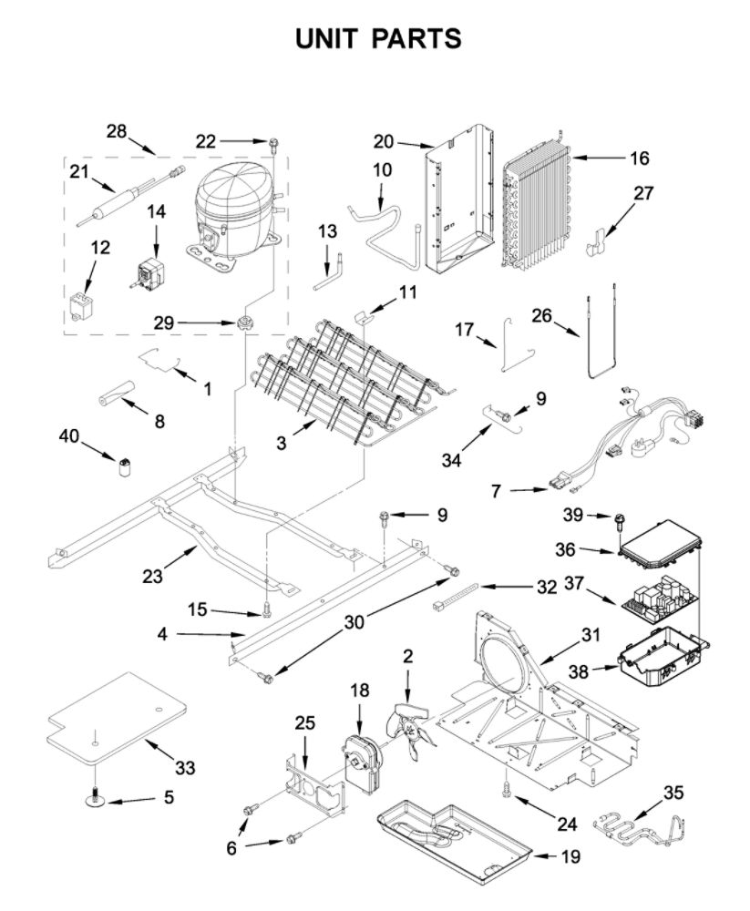Unit Parts Diagram and Parts List for 5GRS315NHM00  Maytag Refrigerator