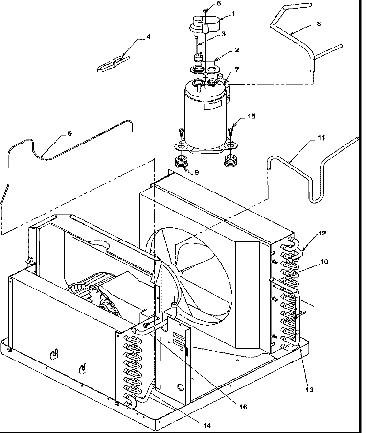 COMPRESSOR & TUBING ARRANGEMENTS Diagram and Parts List for 8P5Z P1205902R Amana Air Conditioner