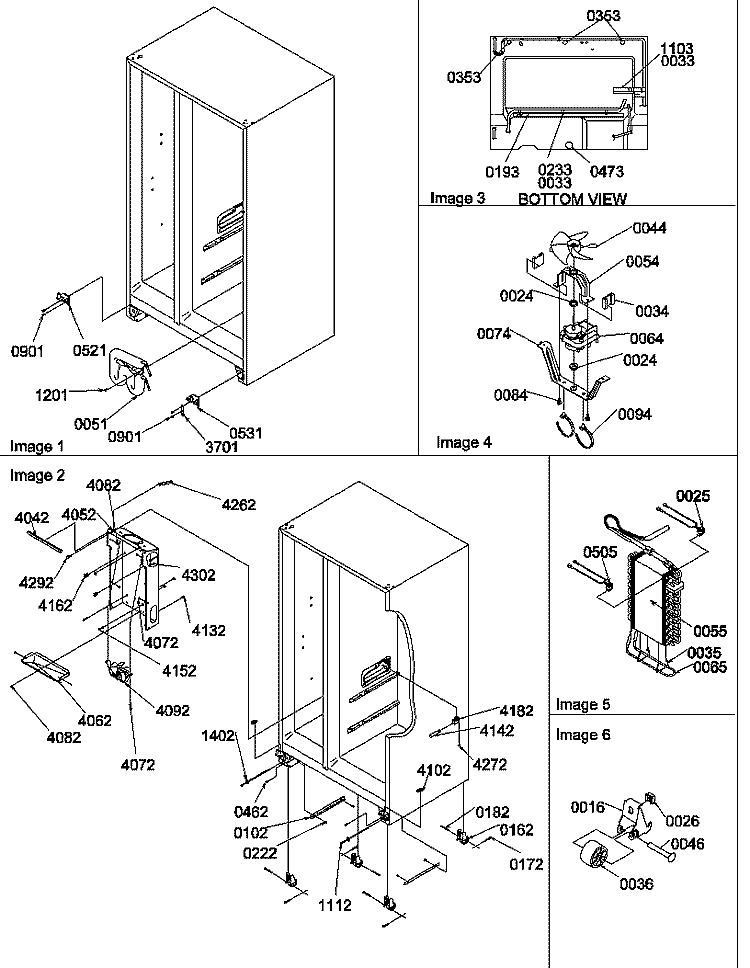 DRAIN SYSTEMS, ROLLERS, AND EVAP ASSY Diagram and Parts List for SRDE520SW P1183103W W Amana Refrigerator