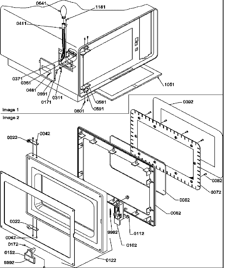LIGHT / DOOR Diagram and Parts List for FS17 P1302105M Menumaster Microwave