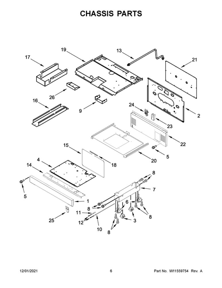 Chassis Parts Diagram and Parts List for JDRP536HM01  Maytag Range