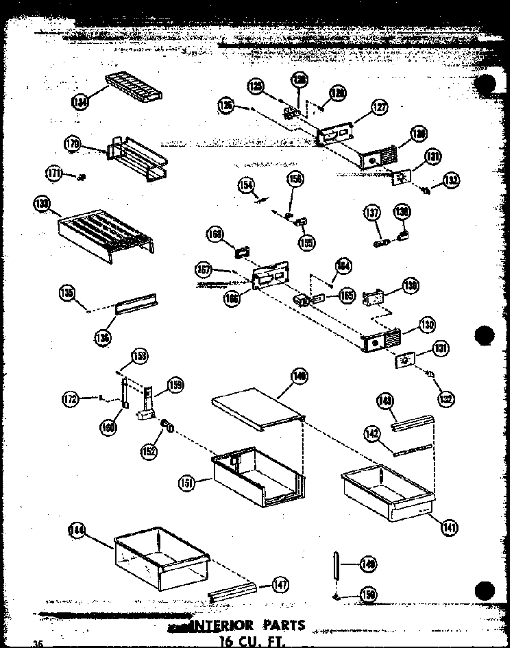 Interior Parts 16 Cu. Ft. Diagram and Parts List for T16N-P60236-48W  Amana Refrigerator