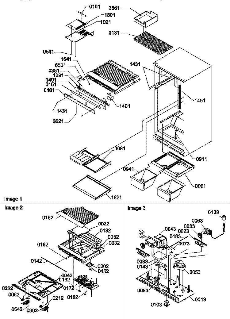 INTERIOR CABINET AND DRAIN BLOCK ASSY Diagram and Parts List for TA20TW P1306101W W Amana Refrigerator