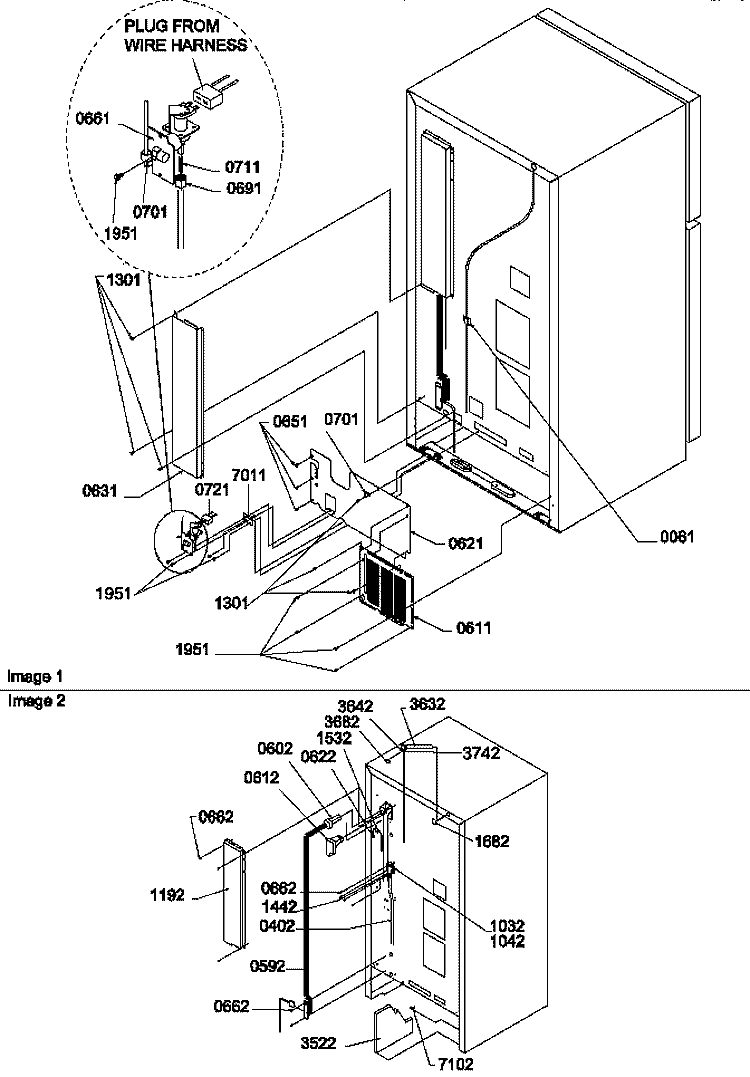 CABINET BACK Diagram and Parts List for TA20TW P1306101W W Amana Refrigerator