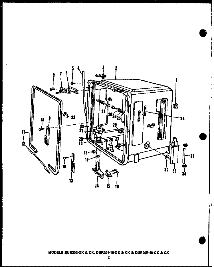 Page 1 Diagram and Parts List for DUR20319OK  Amana Dishwasher