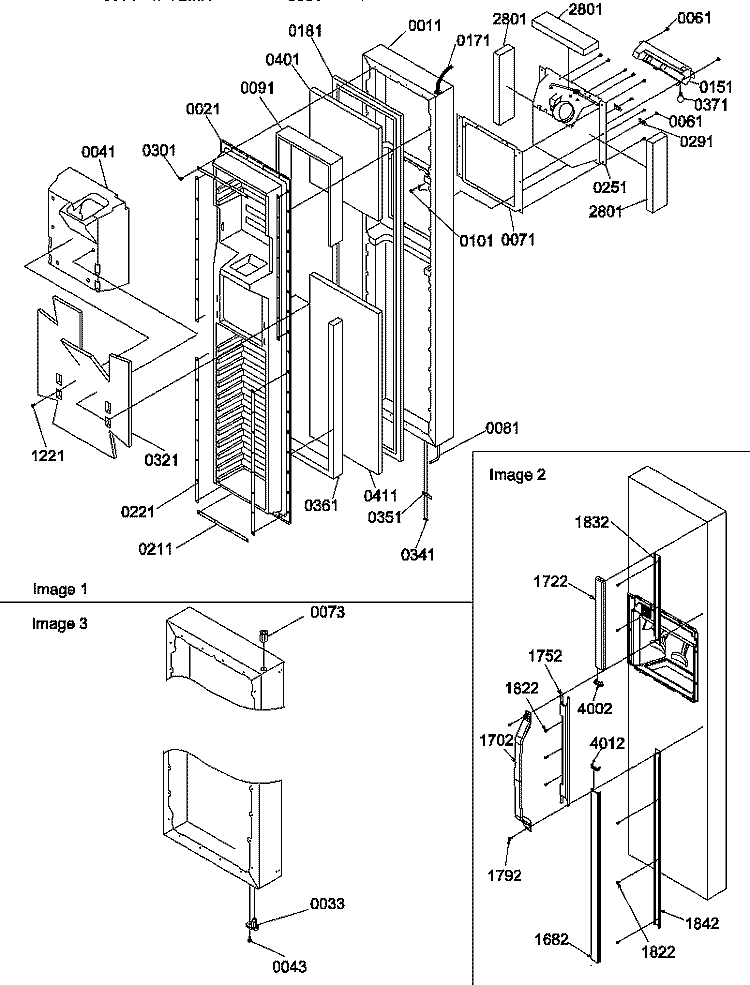 FZ DOOR Diagram and Parts List for SPD25TL P1303505W L Amana Refrigerator