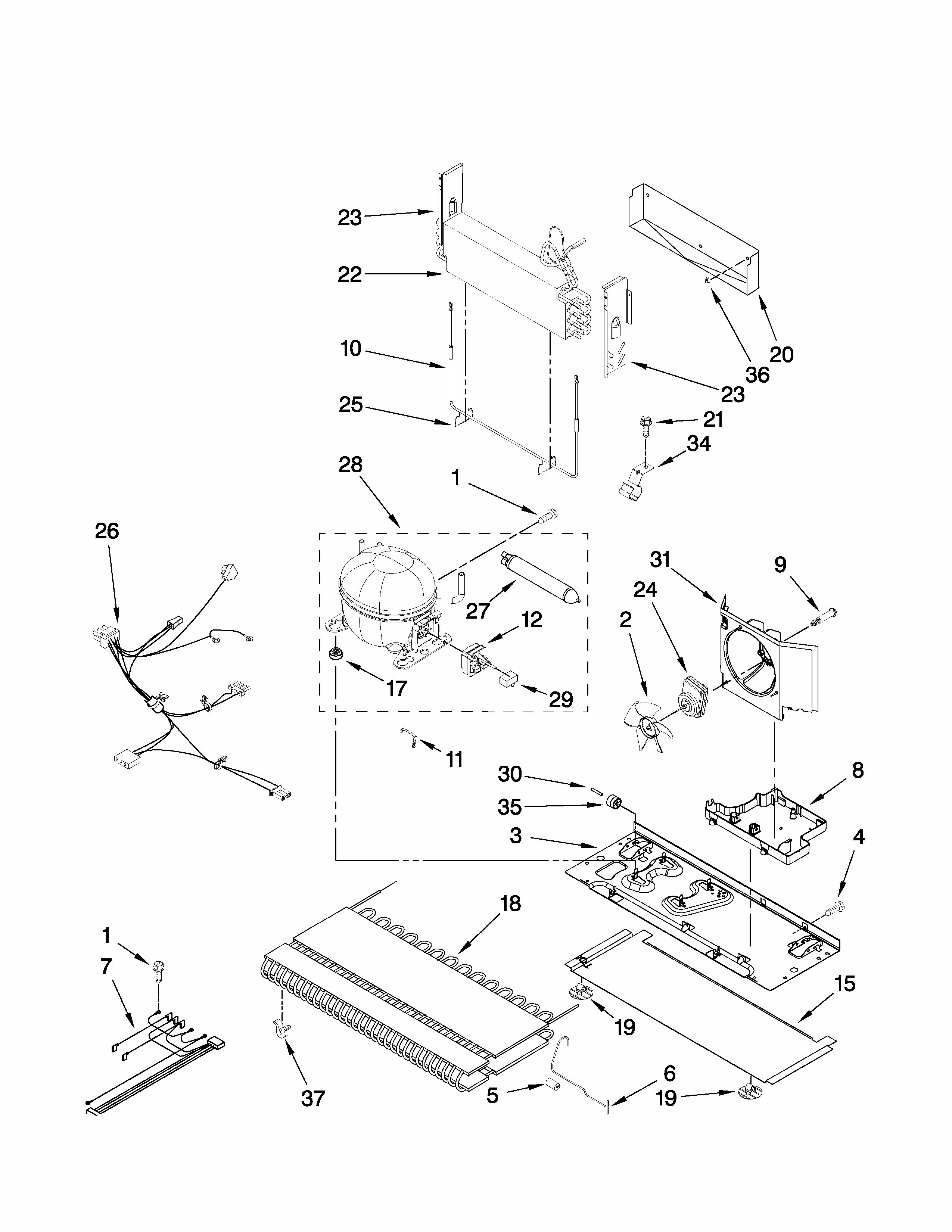 Unit Parts Diagram and Parts List for GB6526FEAS5  Maytag Refrigerator
