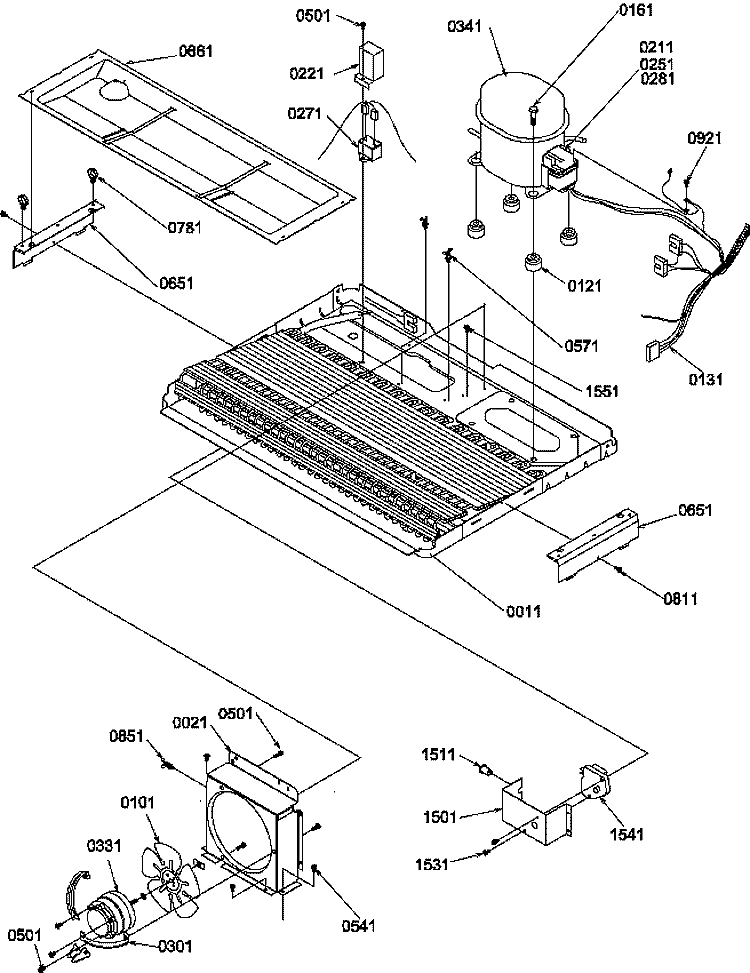 MACHINE COMPARTMENT Diagram and Parts List for SPD25TL P1303505W L Amana Refrigerator