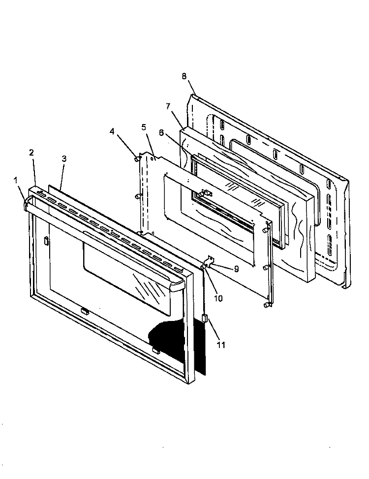OVEN DOOR Diagram and Parts List for RLN380UL P1143145N L Amana Range
