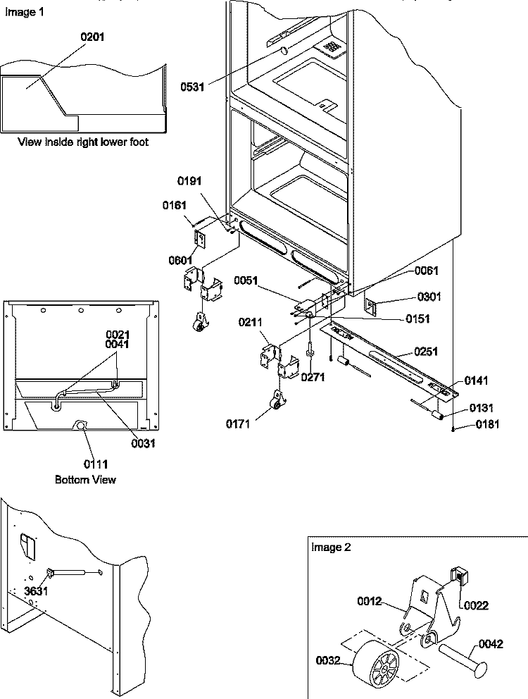 INSULATION & ROLLER ASSY Diagram and Parts List for BX22S5E P1196705W E Amana Refrigerator