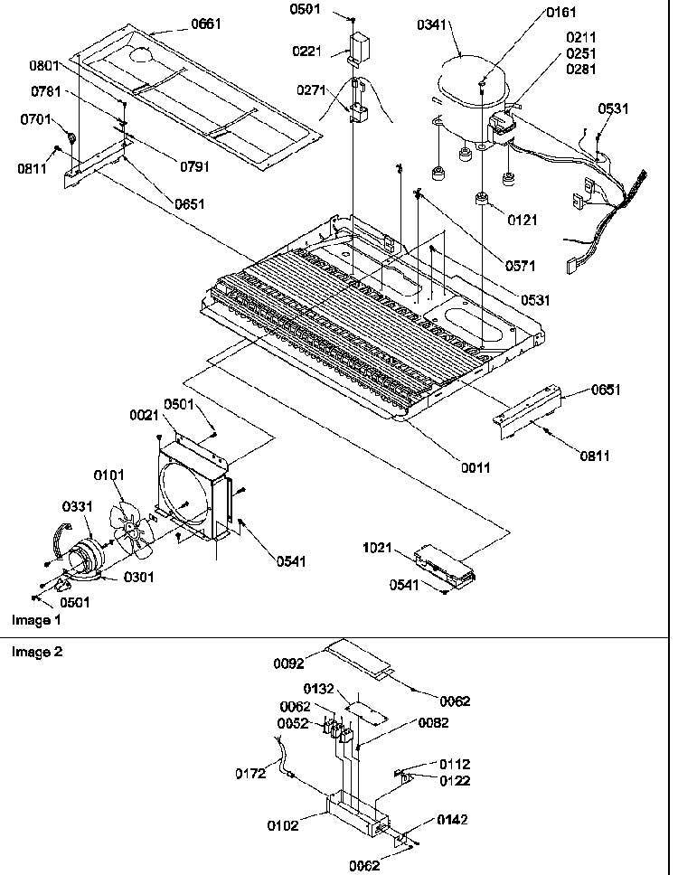 Machine Compartment Diagram and Parts List for SRDE327S3E-P1184906WE  Amana Refrigerator