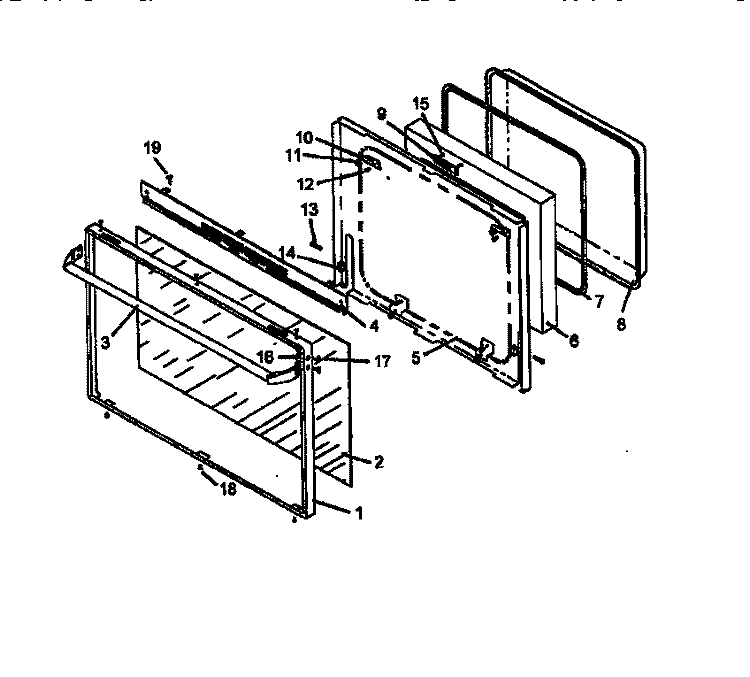 OVEN DOOR ASSY Diagram and Parts List for RSF3200W P1141264N Amana Range