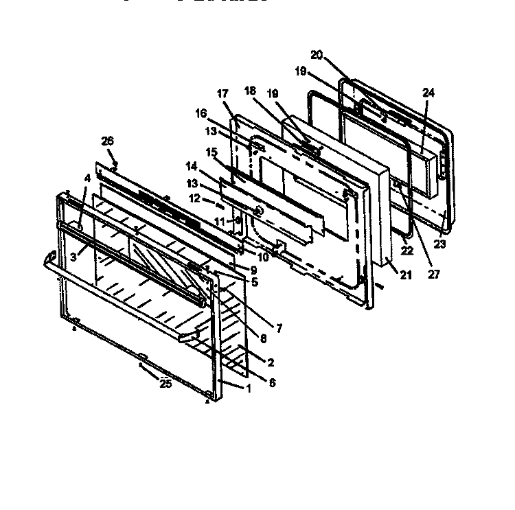OVEN DOOR ASSY Diagram and Parts List for RSF3300W P1141265N Amana Range